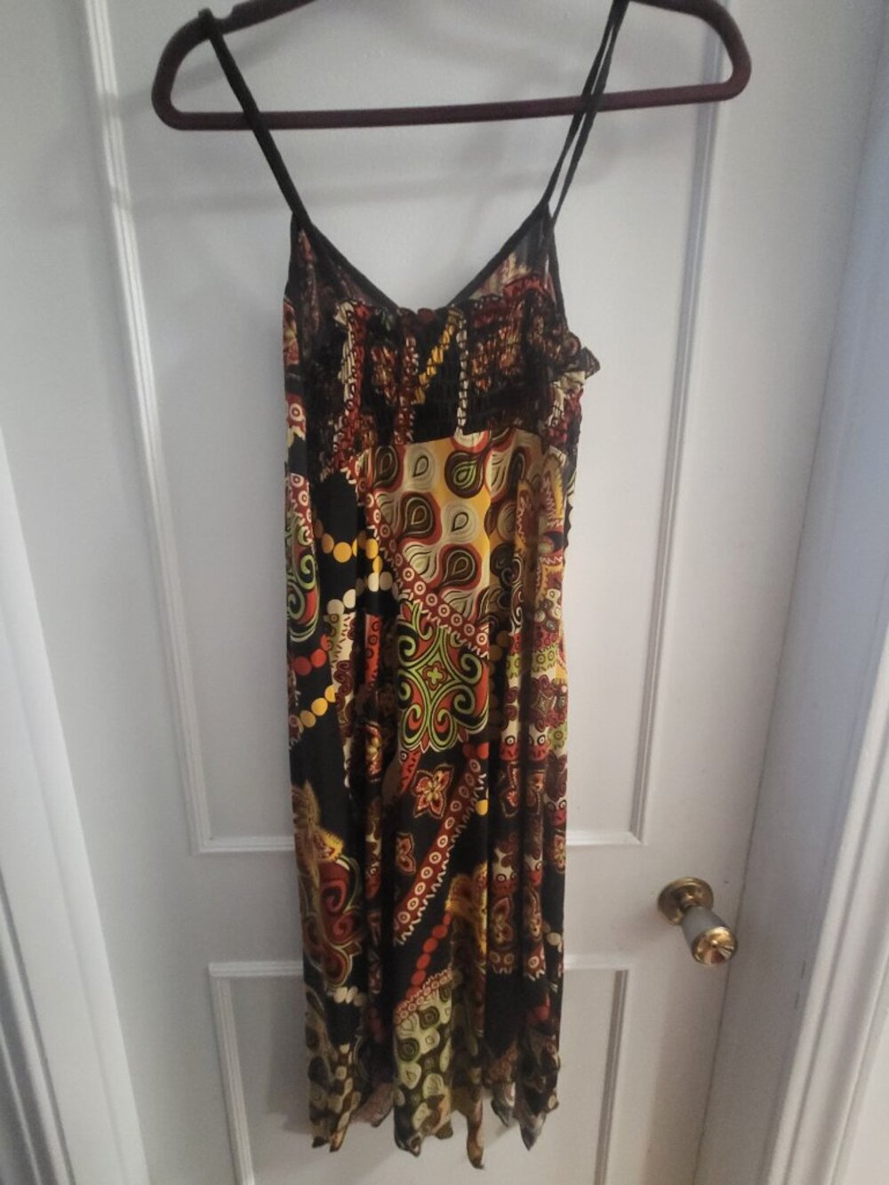 Terra Nostra Boho Patchwork Print V-Neck Maxi Dress - M - Picture 6 of 8
